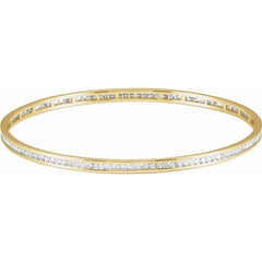 14K Gold 1 1/2 CTW Natural Diamond Stackable Bangle 8" Bracelet