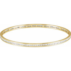 14K Gold 2 1/4 CTW Natural Diamond Stackable Bangle 8" Bracelet