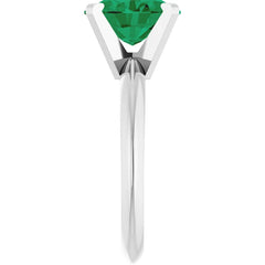 Platinum 9x7 mm Oval Lightweight  4-Solitaire Engagement Ring with Lab-Emerald