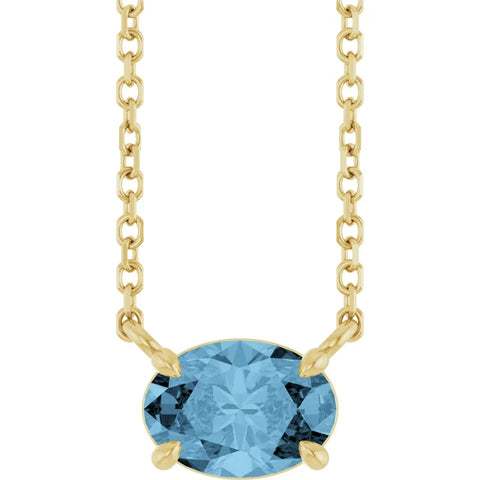 14K Yellow Gold Diamond and Blue Topaz Wire Necklace