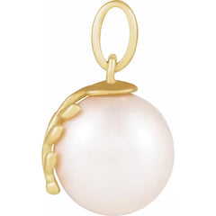 14K Yellow Gold Floral Akoya Pearl Pendant