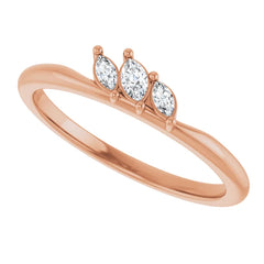 14K Gold 1/8 CTW Diamond Three-Stone Stackable Ring