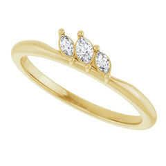 14K Gold 1/8 CTW Diamond Three-Stone Stackable Ring