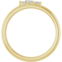 14K Gold 1/8 CTW Diamond Three-Stone Stackable Ring
