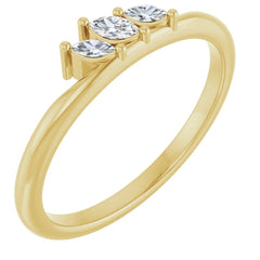 14K Gold 1/8 CTW Diamond Three-Stone Stackable Ring