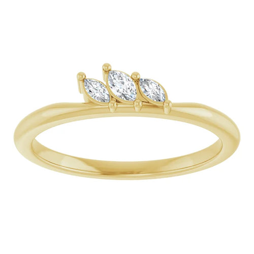 14K Gold 1/8 CTW Diamond Three-Stone Stackable Ring