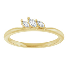 14K Gold 1/8 CTW Diamond Three-Stone Stackable Ring
