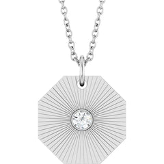 14K Gold Diamond Retro Radiant Design Medallion Pendant