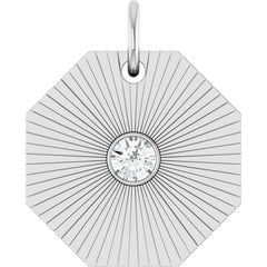 14K Gold Diamond Retro Radiant Design Medallion Pendant