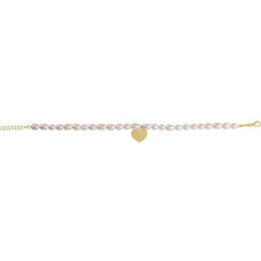 Freshwater Pearl & 14K Yellow Gold Heart Charm Bracelet