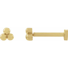 14K Yellow Gold Triple Bead Stud Earrings