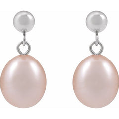 14K Gold Cultured Pink Freshwater Pearl Earrings