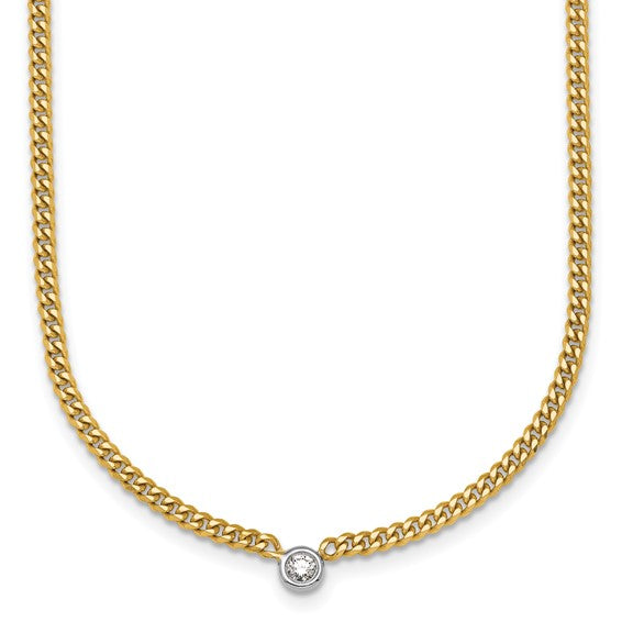 14K Gold Curb Chain Necklace with Diamond – Lireille