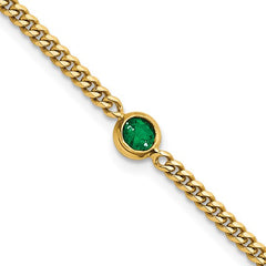 14K Gold Emerald Curb Link Bracelet