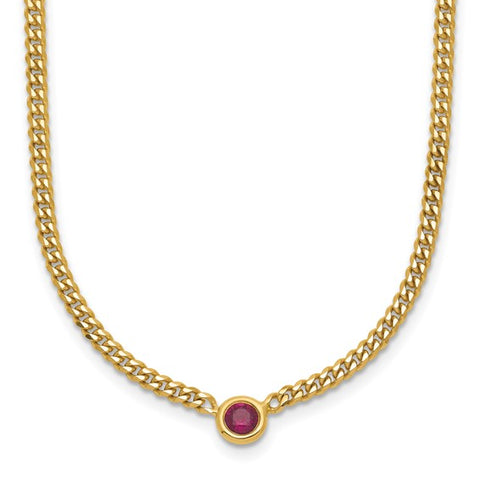 14K Gold Curb Chain Necklace with Diamond