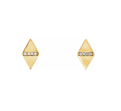 14K Gold Natural Diamond Geometric Earrings