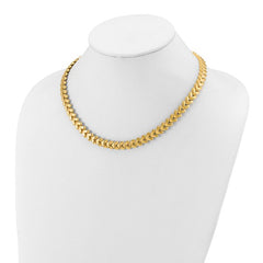 14K Polished and Satin 8.8mm Reversible Fancy Link Necklace