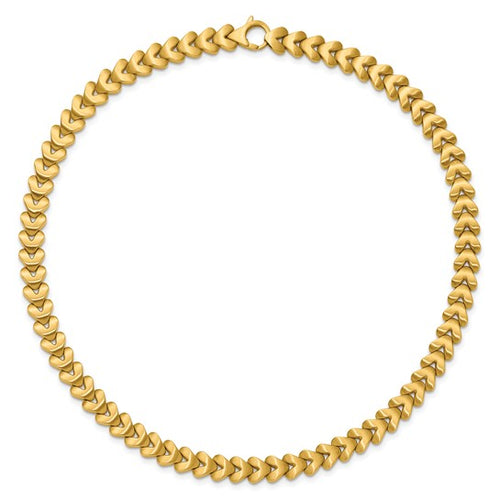 14K Polished and Satin 8.8mm Reversible Fancy Link Necklace