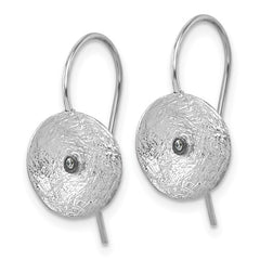 14k Gold Diamond Textured Circle Dangle Earrings