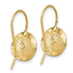 14k Gold Diamond Textured Circle Dangle Earrings