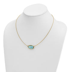 14K Yellow Gold Diamond and Blue Topaz Wire Necklace