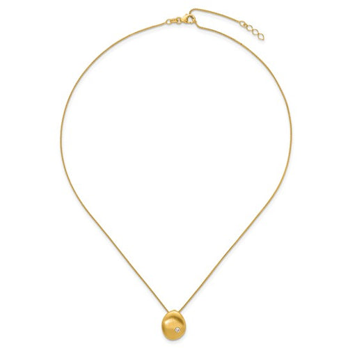 14K Satin Diamond Drop Pendant Necklace