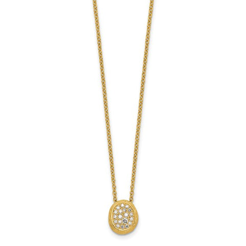 14K Gold Curb Chain Necklace with Diamond