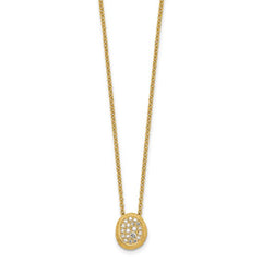 14K Textured Diamond Oval Necklace