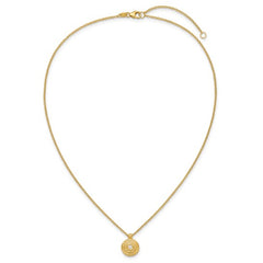 14K Textured Round Gold Necklace with Diamond