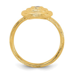 14K Textured Diamond Circle Ring