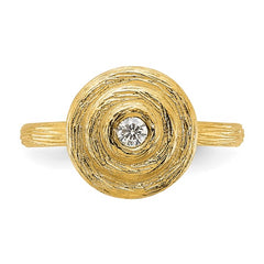 14K Textured Diamond Circle Ring