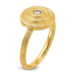 14K Textured Diamond Circle Ring