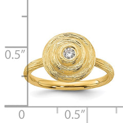 14K Textured Diamond Circle Ring