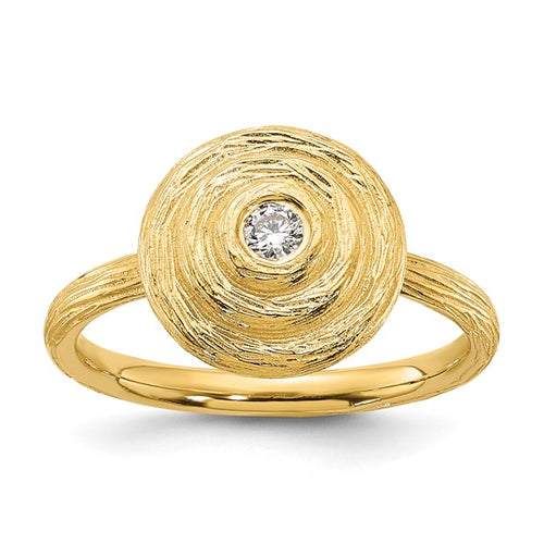 14K Textured Diamond Circle Ring