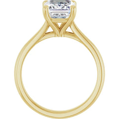 Designed to Show Your Centerpiece | 14K Gold Emerald-Cut Solitaire Engagement Ring Mounting (9x7mm / ~2.5 CT)