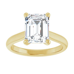 Designed to Show Your Centerpiece | 14K Gold Emerald-Cut Solitaire Engagement Ring Mounting (9x7mm / ~2.5 CT)