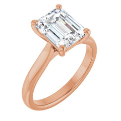 Designed to Show Your Centerpiece | 14K Gold Emerald-Cut Solitaire Engagement Ring Mounting (9x7mm / ~2.5 CT)