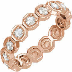 14K Yellow Gold Natural Rose-Cut Diamond Eternity Band