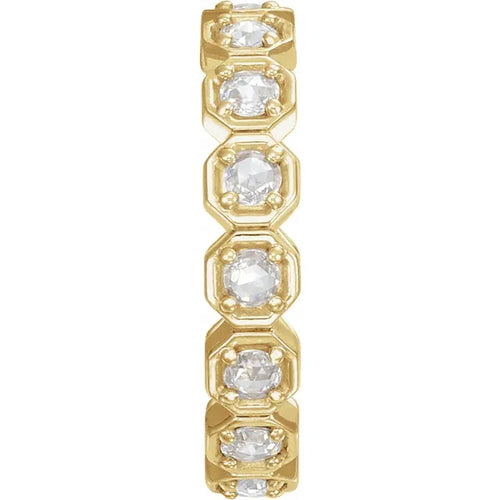 14K Yellow Gold Natural Rose-Cut Diamond Eternity Band
