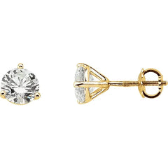 14K Gold 3/4 CTW Diamond Stud Cocktail Style Earrings GH Color I1 Clarity