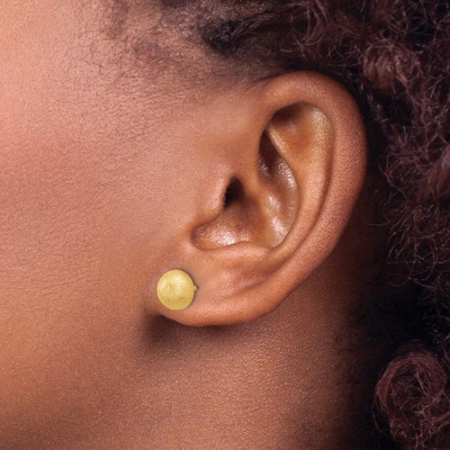 18K Gold Button 8MM Earrings