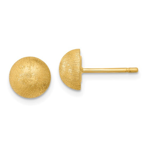 18K Gold Button 8MM Earrings