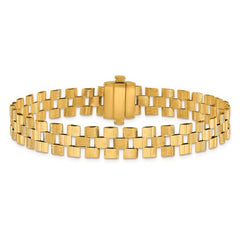 18K Polished and Grooved Solid Fancy Link Bracelet