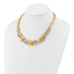 18k Two-tone Gold Polished and Satin Fancy Diamond Necklace