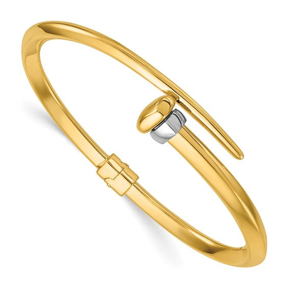 18K Two-tone Bypass Hinged Nail Head Bangle – Lireille