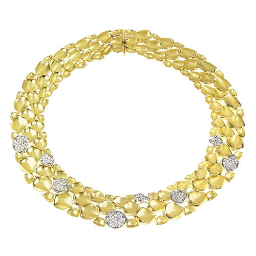 18k Gold Satin Flower Petals Necklace