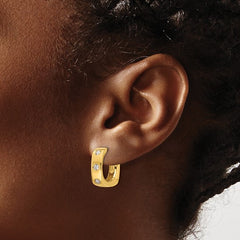 18K Gold Diamond Huggie Hinged Hoop Earrings