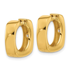 18K Gold Diamond Huggie Hinged Hoop Earrings