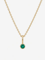 14K Gold Lab-Grown Emerald Pendant