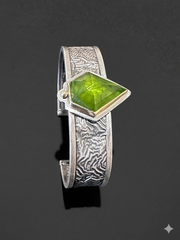 Peridot Silver Cuff | 18K Gold Rose Cut Statement